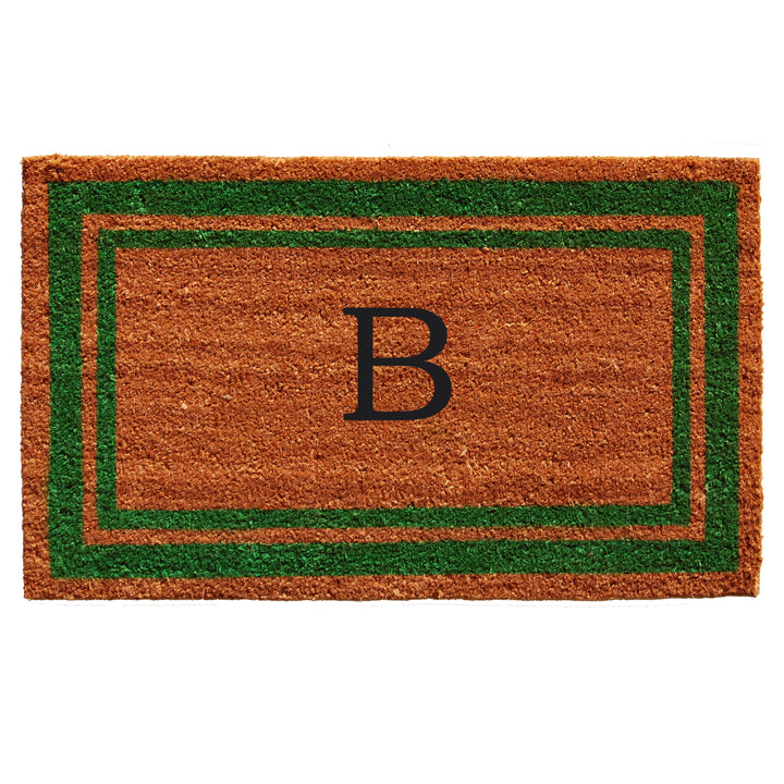 Green Border Monogram Doormat