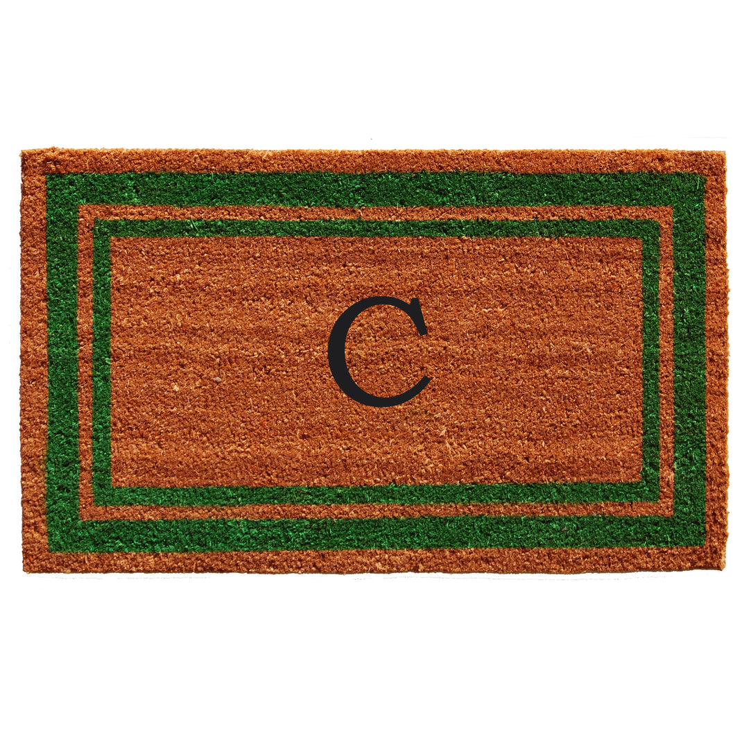 Green Border Monogram Doormat