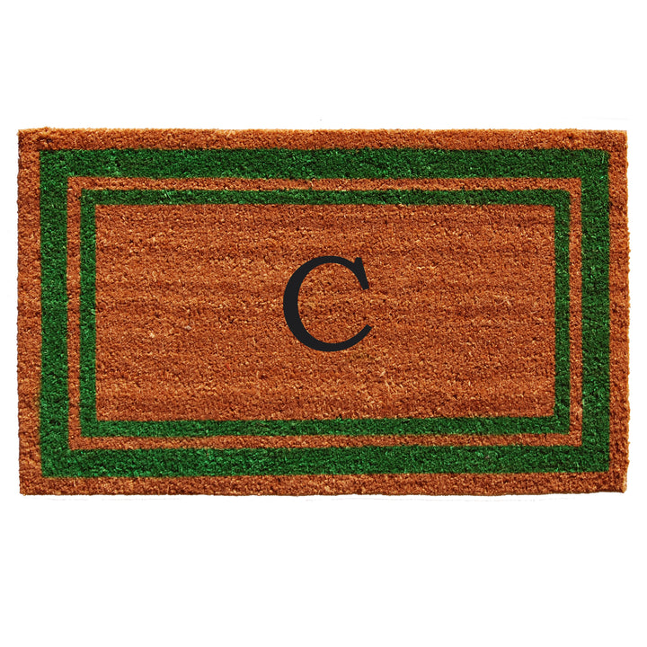Green Border Monogram Doormat