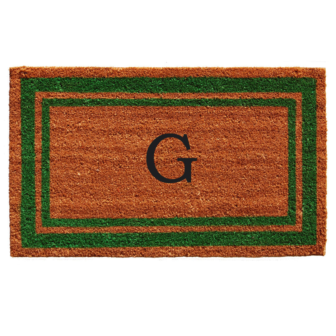 Green Border Monogram Doormat