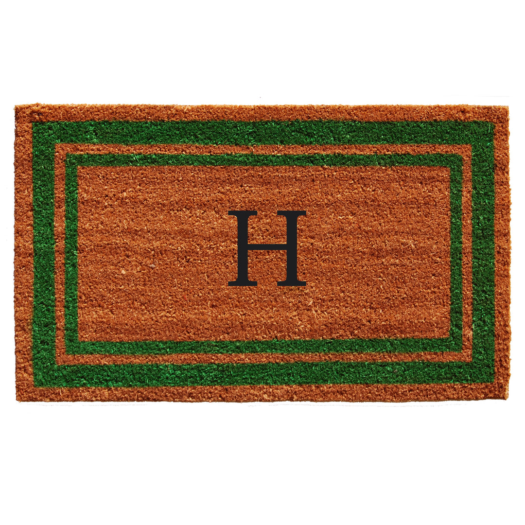 Green Border Monogram Doormat