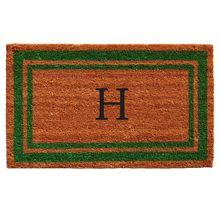Green Border Monogram Doormat