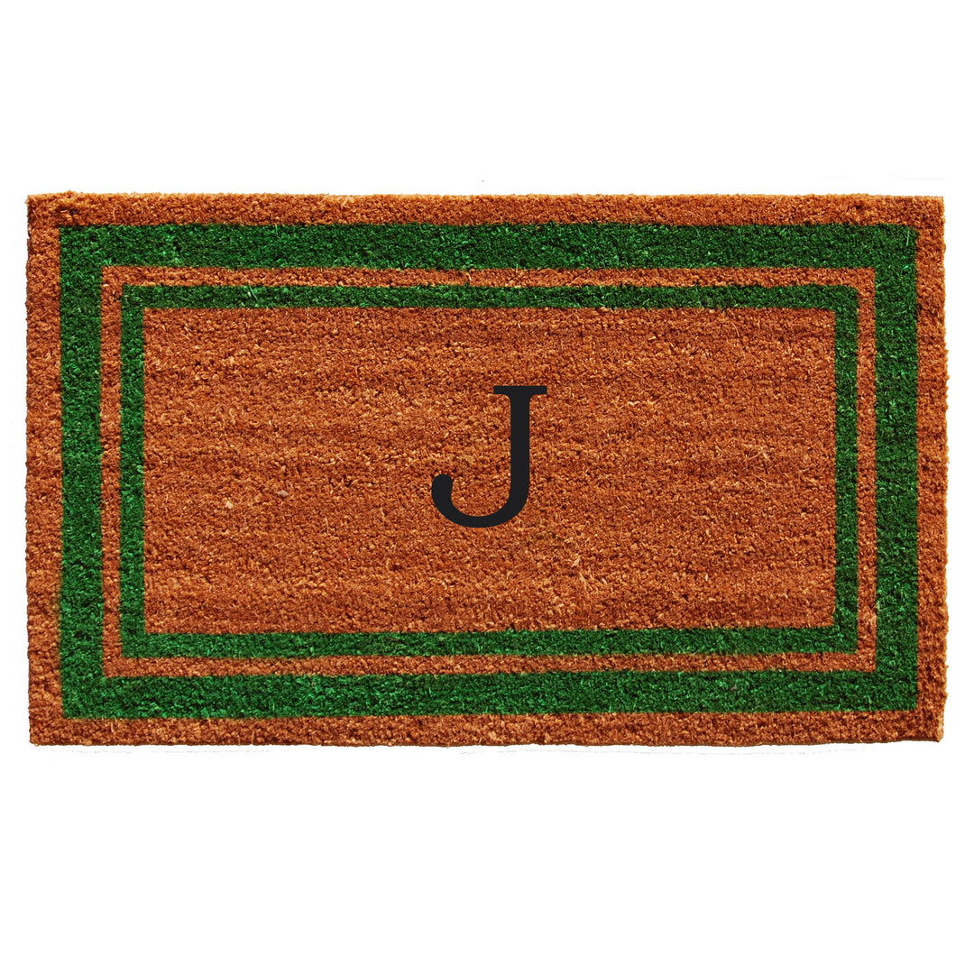 Green Border Monogram Doormat