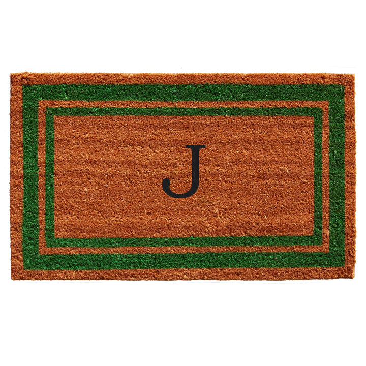 Green Border Monogram Doormat
