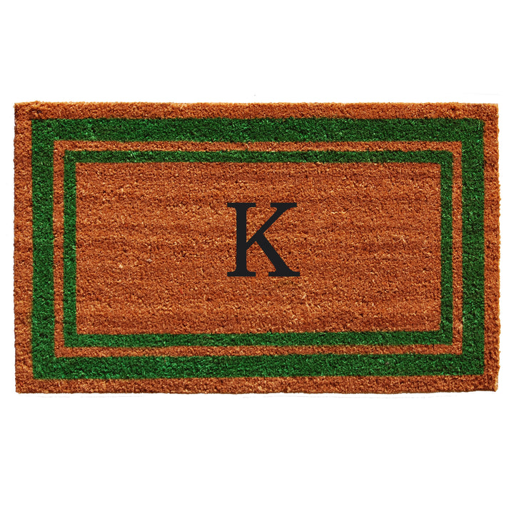 Green Border Monogram Doormat