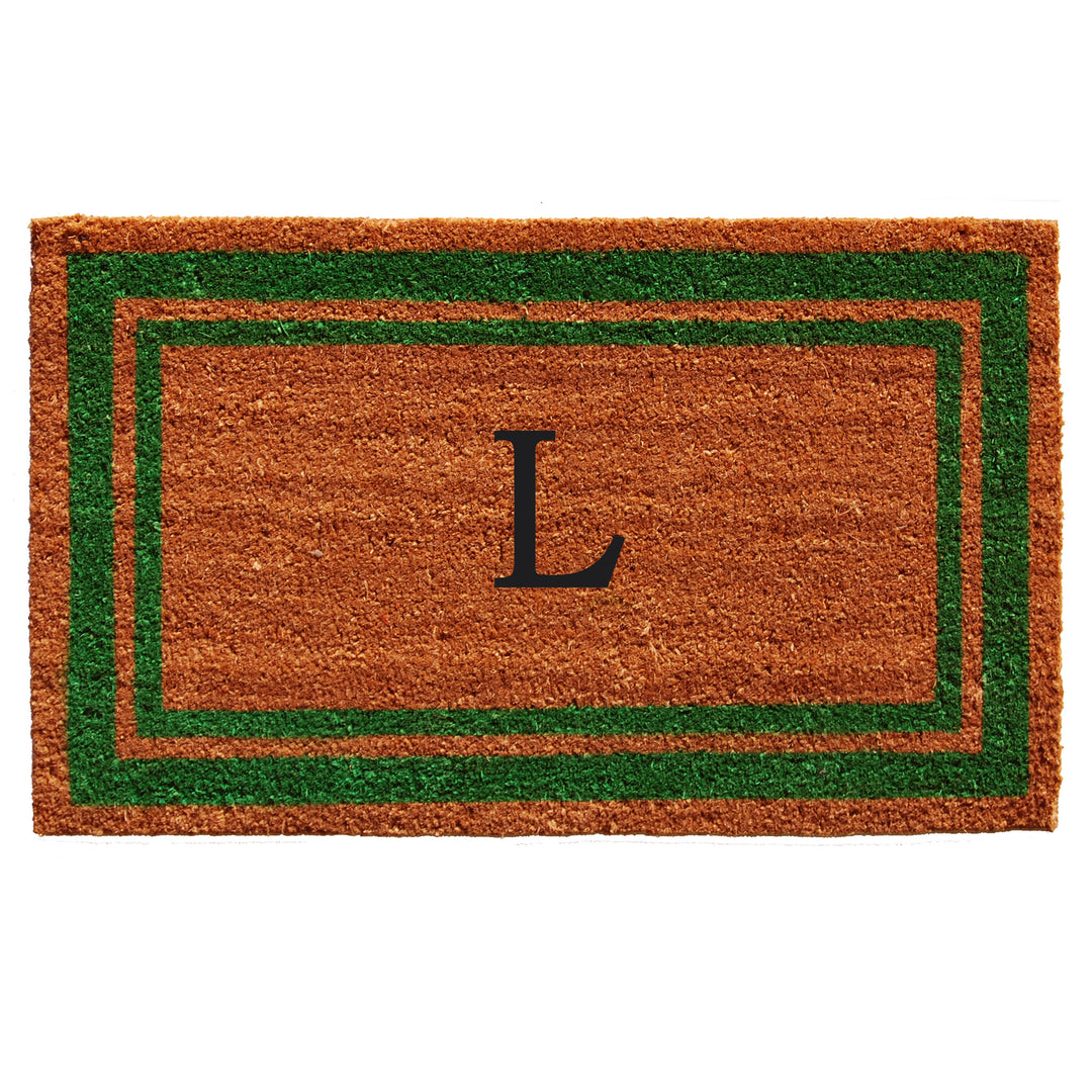 Green Border Monogram Doormat