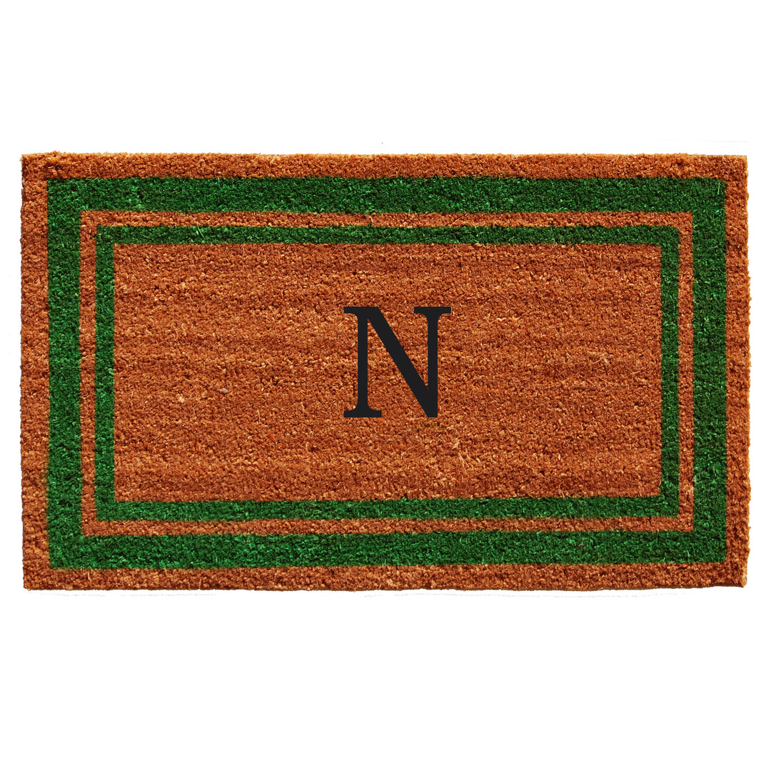 Green Border Monogram Doormat