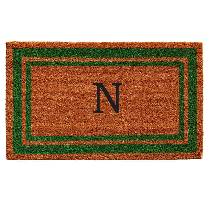 Green Border Monogram Doormat