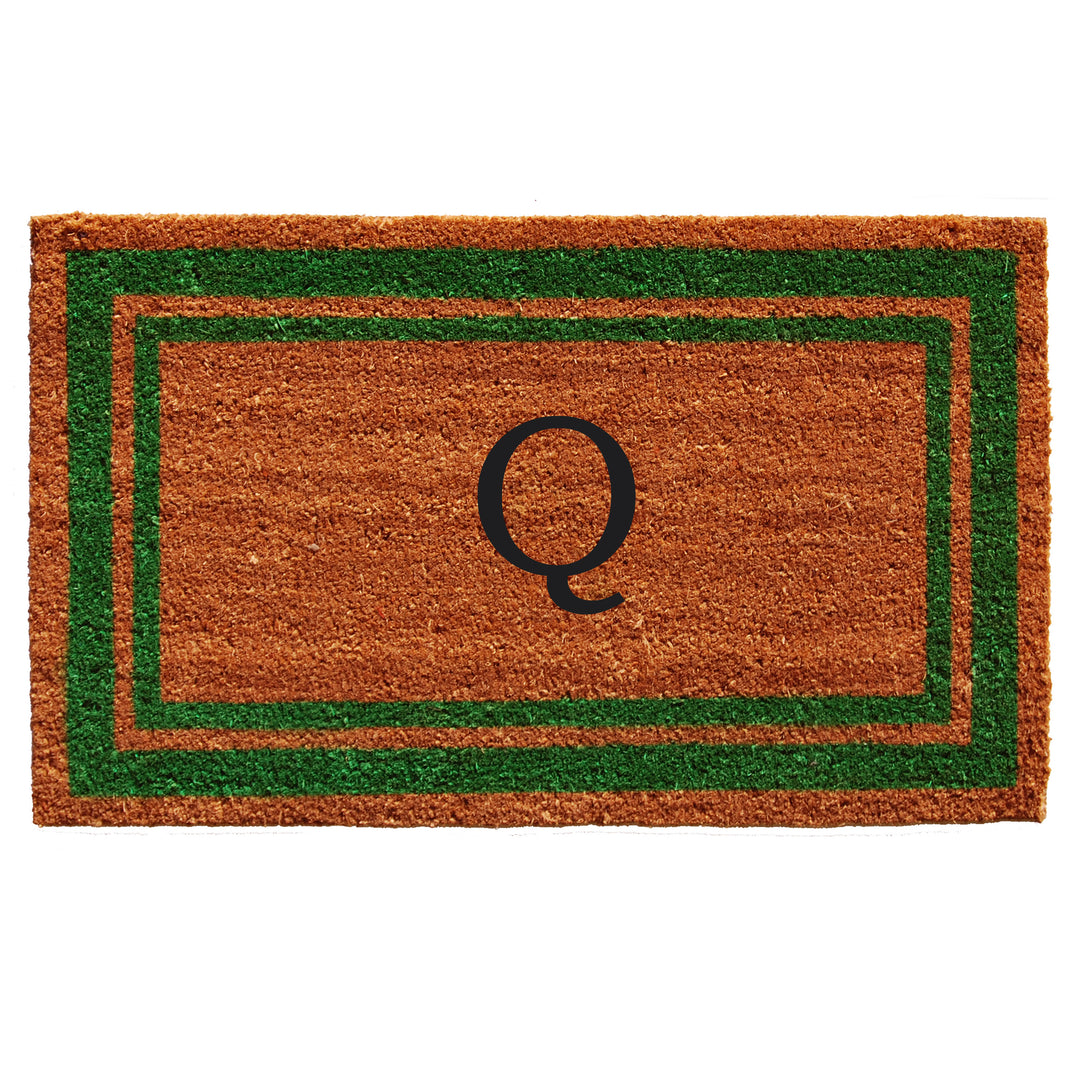 Green Border Monogram Doormat