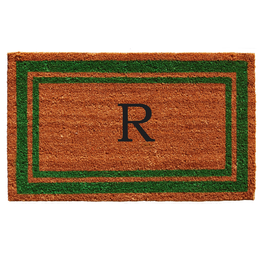 Green Border Monogram Doormat