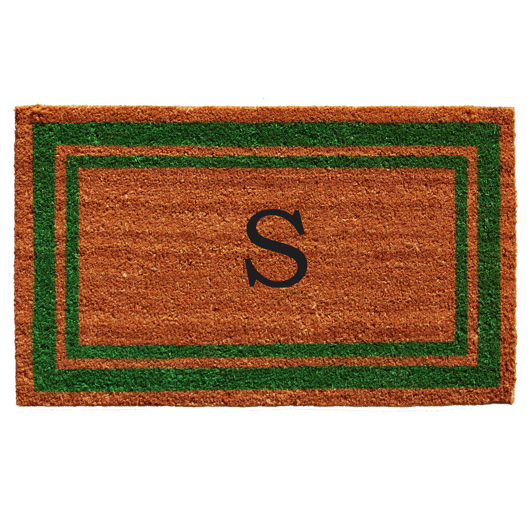Green Border Monogram Doormat