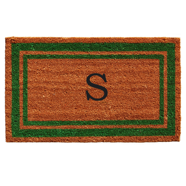 Green Border Monogram Doormat