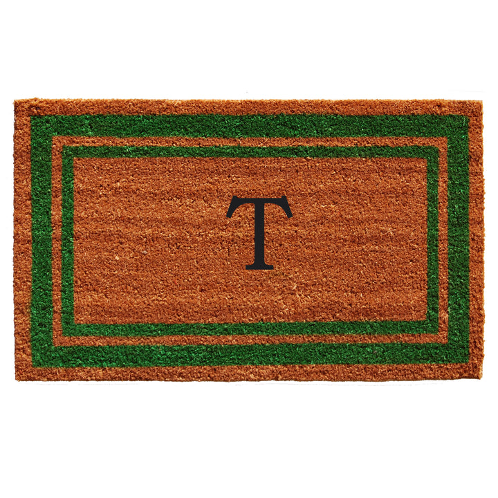 Green Border Monogram Doormat