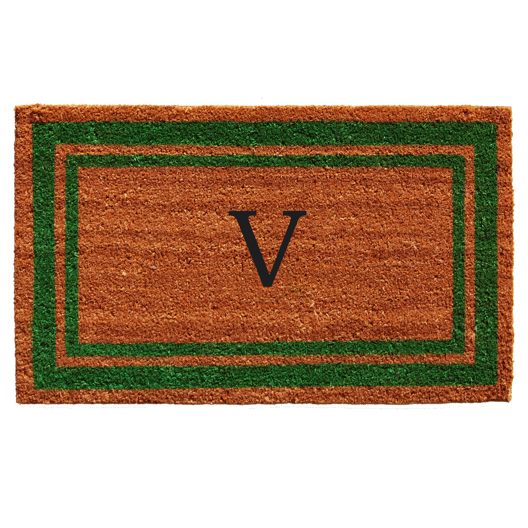 Green Border Monogram Doormat