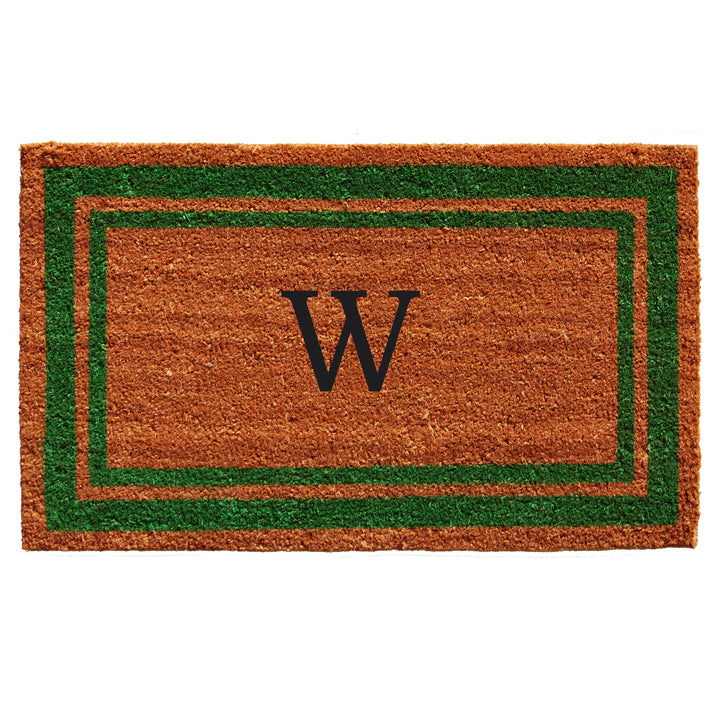 Green Border Monogram Doormat