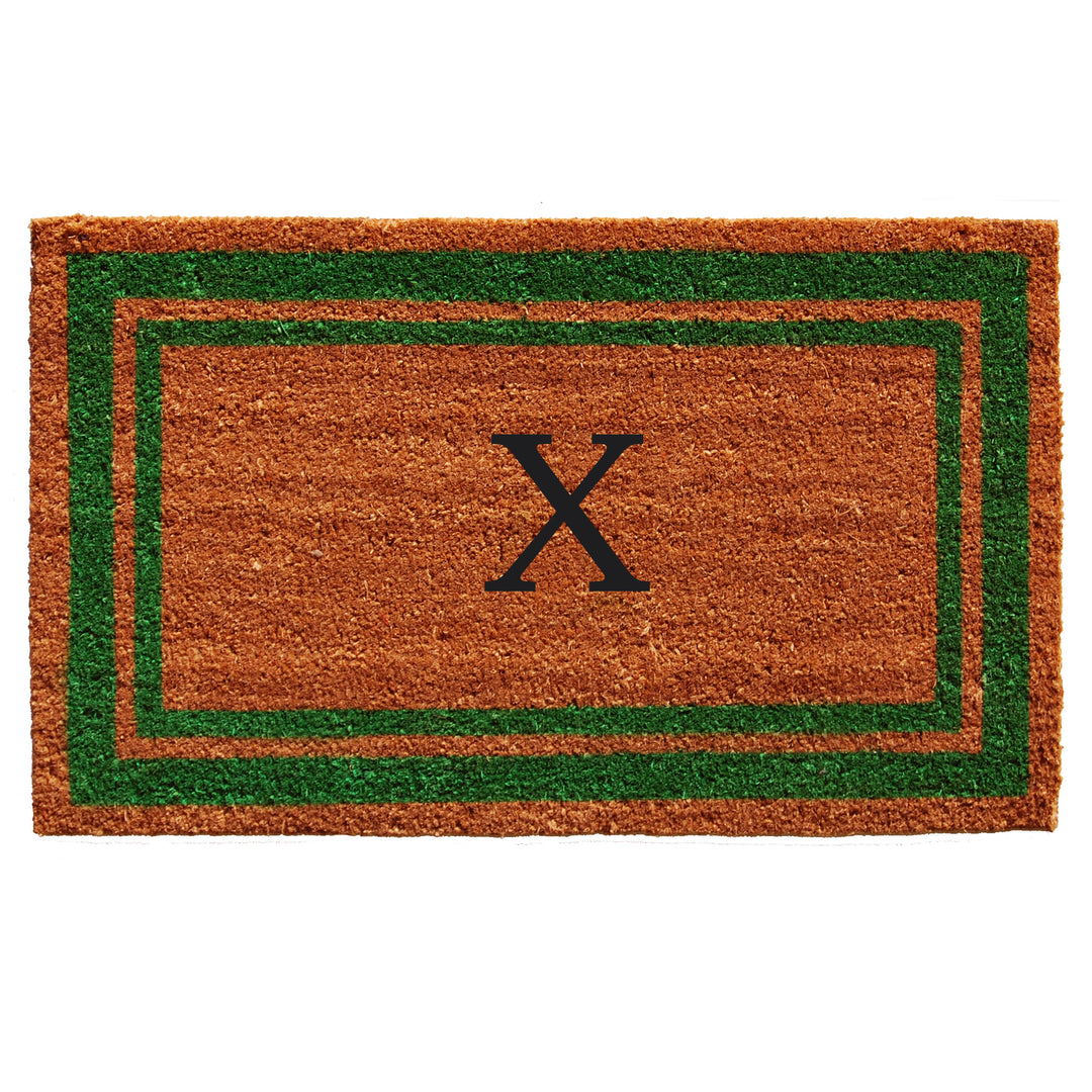 Green Border Monogram Doormat