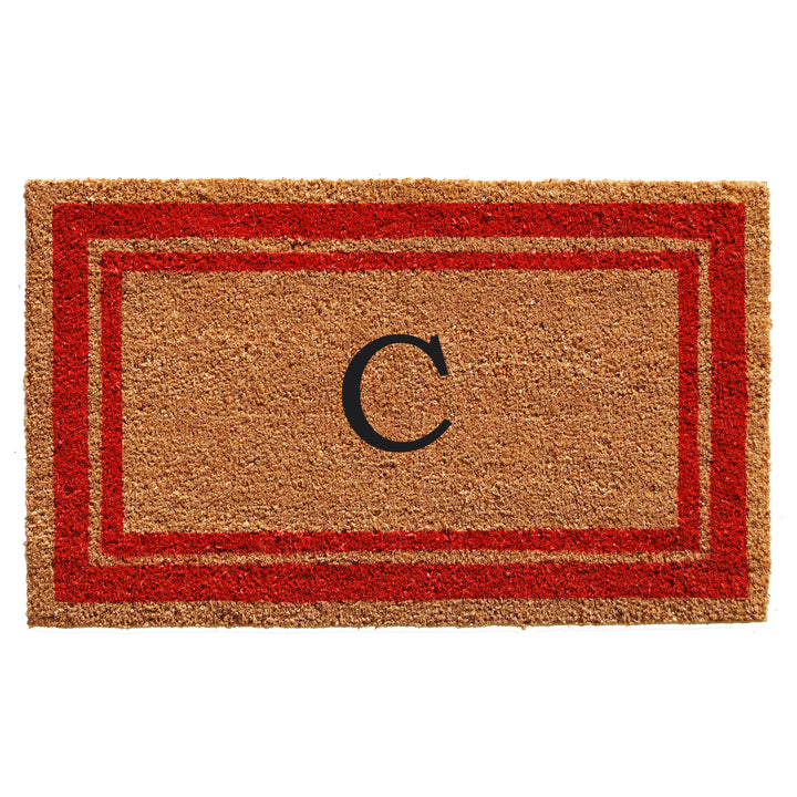 Red Border Monogram Doormat