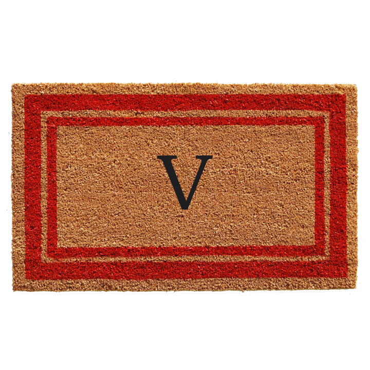Red Border Monogram Doormat